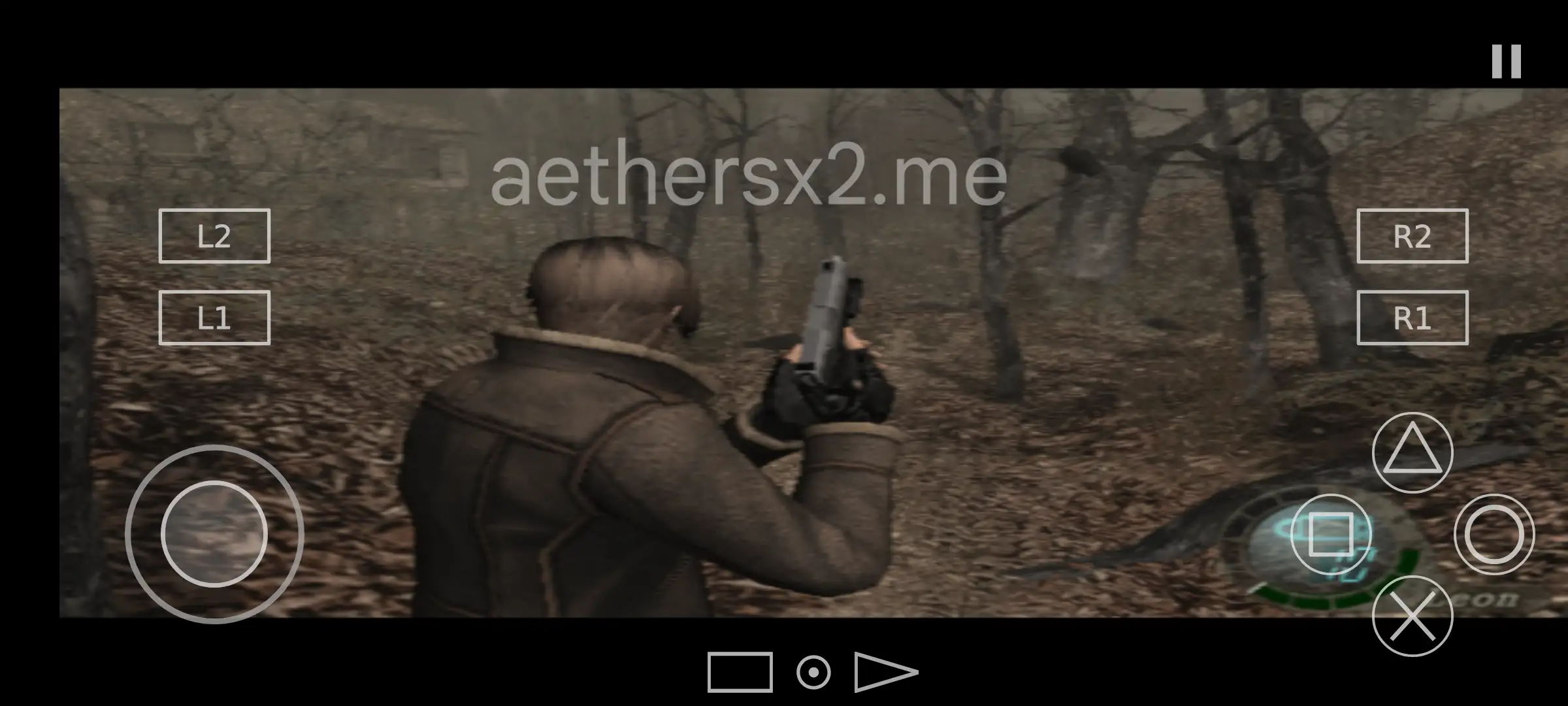 in-game view of Resident Evil 4 on aethersx2